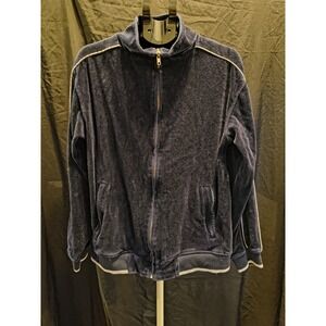 Vintage Heavy Veleur Velvet Navy Sweatsedo Large Track Jacket